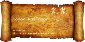 Komor Nándor névjegykártya